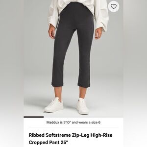 Ribbed softstreme zip leg high rise crop pants